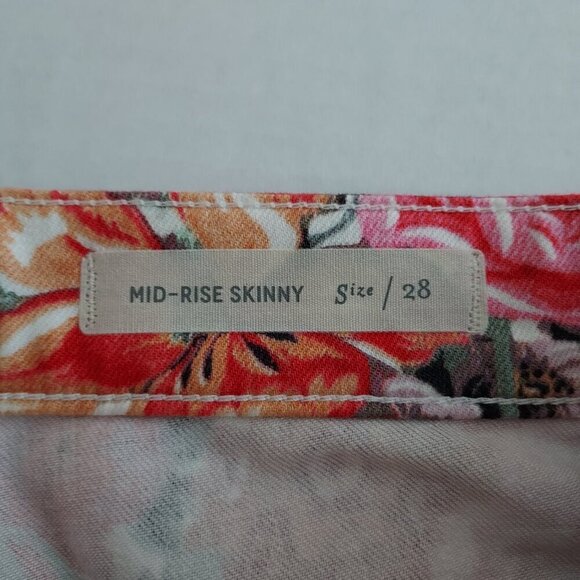 Anthropologie Pilcro Mid Rise Skinny Rose Floral Jeans Size 28 - Picture 10 of 12
